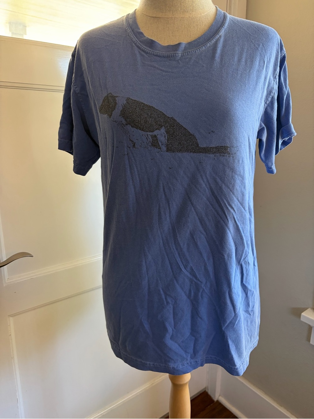 Comfort Colors Blue Short Sleeve Tee with Dog Graphic